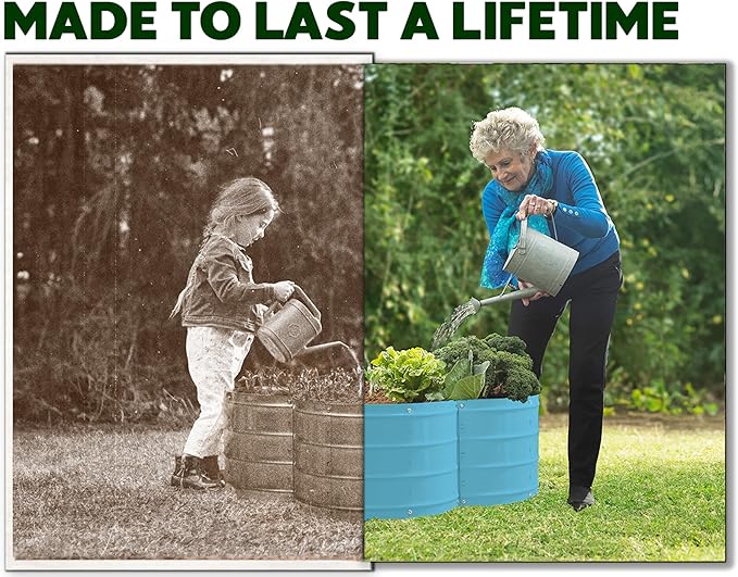 Galvanized Raised Garden Beds Outdoor // 3×3×1 ft Planter Raised Beds for Gardening, Vegetables, Flowers // Large Metal Garden Box (Teal) // Patented Tool-Free Design