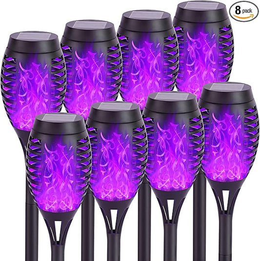 Solar Lights Outdoor, 8Pack Solar Torch Light with Flickering Flame for Garden Decor, Waterproof Outdoor Lighting Landscape, LED Flame Torches for Outside Patio Pathway Yard Decorations