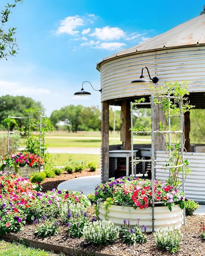 Vego garden 11" Tall 42" Round Raised Garden Bed Metal Raised Bed Planter Box for Vegetables Flowers Patio, Pearl White