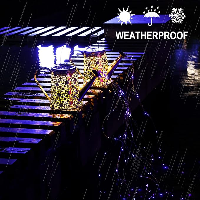 VOOKRY Solar Watering Can Lights, Large Hanging Solar Lights Outdoor Waterproof Garden Decor for Yard Porch Lawn Patio Outside Gardening Gifts for Mom Grandma Women Birthday(Purple)