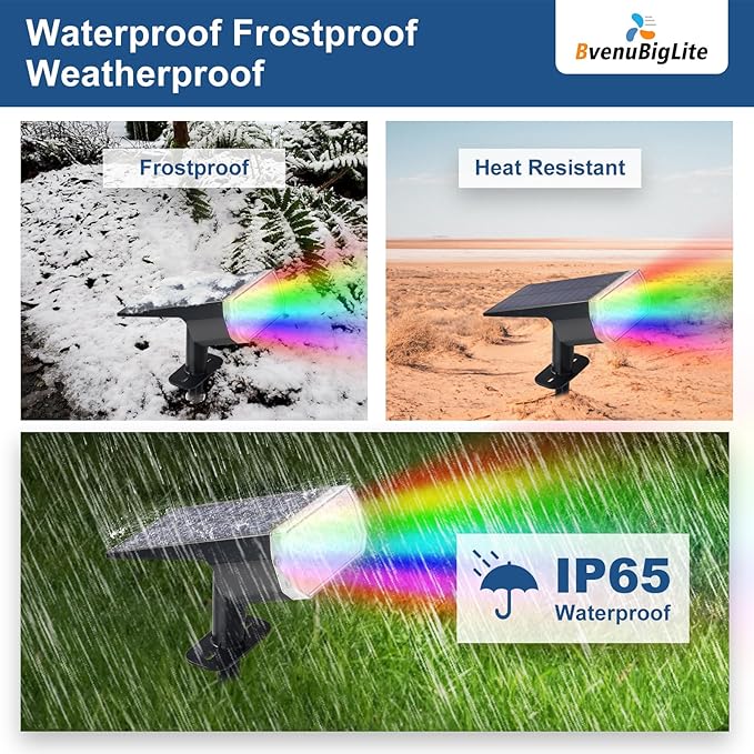 Solar Lights Outdoor Waterproof: IP65 Led Spot Light Decorations for Garden - Multicolor RGB Solar Powered for Yard - Dust to Dawn Uplighting Landscape Pathway Drive Patios 2PC