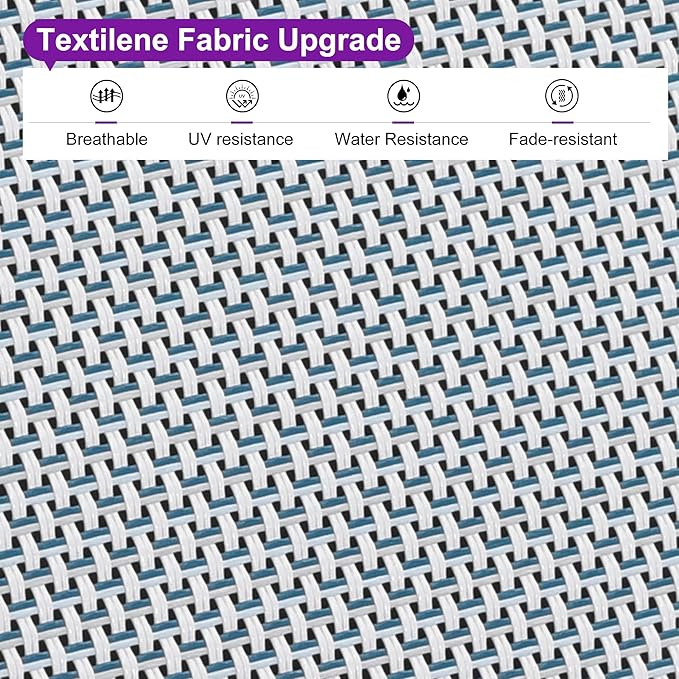 PURPLE LEAF Outdoor Chaise Lounge Set of 4 White Aluminum Lounge Chair Outdoor with Wheels Five-Position Adjustable Patio Lounge Chair for Pool Deck Yard, Bluish-Gray