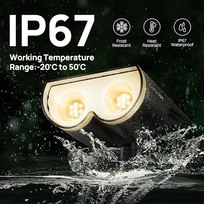 Solar Spot Lights Outdoor, Consciot 16 LEDs IP67 Waterproof Solar Outdoor Lights, Auto On/Off Solar Landscape Spotlights, 2-in-1 Adjustable Wall Lights for Garden Yard Pathway, 6 Pack (Warm White)