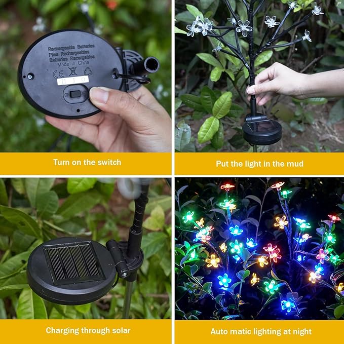 Solar Garden Lights Outdoor,Waterproof Outdoor Solar Lights for Outside Decorative 6Pack, 120Led Solar Flowers Garden Decor, for Yard Pathway,Lawn,Patio Fairy Decorations Gardening Gifts