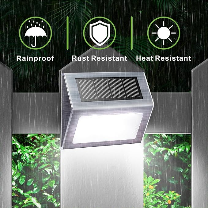XLUX Solar Powered Lights for Deck Steps Stairs Fences Pathway Path, LED lamp, Outdoor Waterproof, White Light 6 Pack