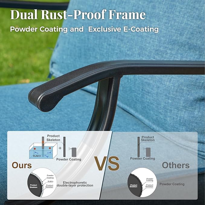 Patio Furniture Set with Fire Pit Table, 5 Pcs Metal Outdoor Conversation Set, 4 Swivel Chairs with 5.75" Extra Thick Cushion and 28" Fire Pit Table for Backyard Deck, Navy Blue