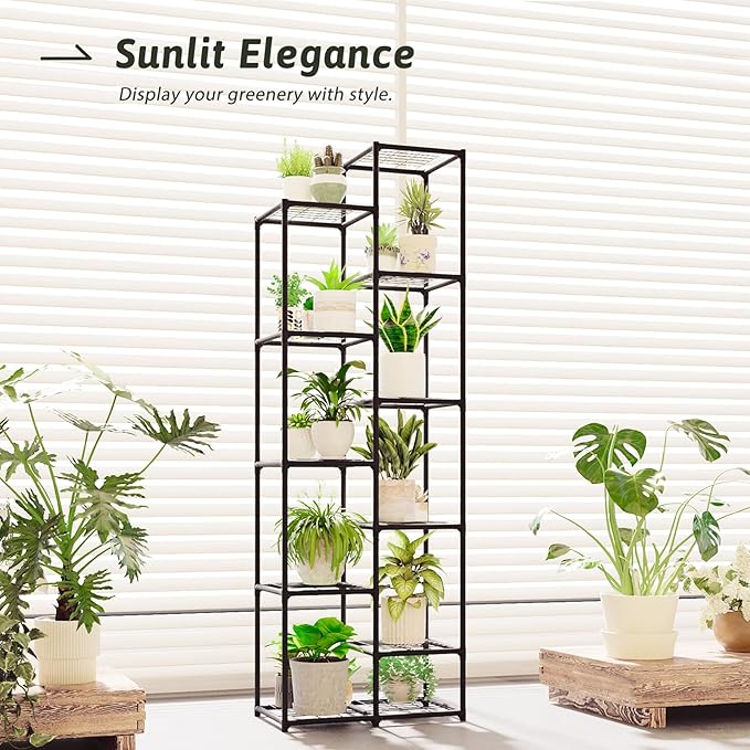 Tall Plant Stand Indoor Outdoor Corner Metal Flower Pot Stands for Multiple Plants Heavy Duty Waterproof Plant Shelf for Patio Garden Balcony Living Room Bedroom