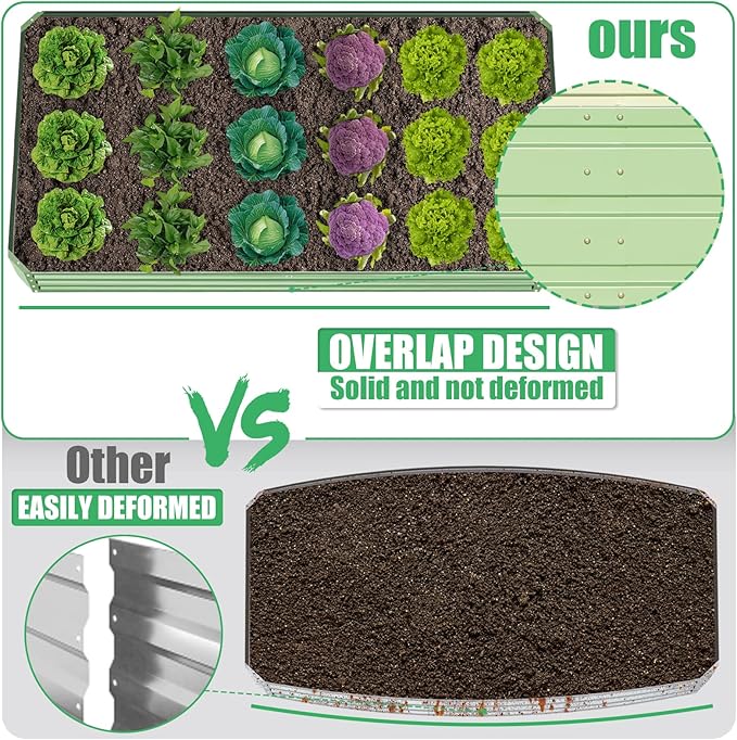 SnugNiture Galvanized Raised Garden Bed 8x4x1FT Outdoor Large Metal Planter Box Steel Kit for Planting Vegetables, Flowers