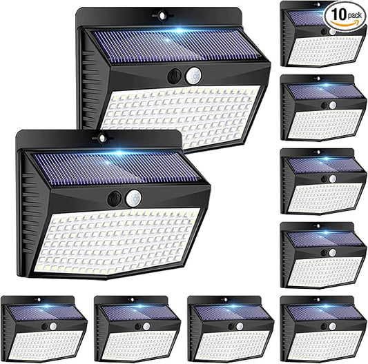Peasur Solar Outdoor Lights, [138 LED/10 Packs] Solar Motion Sensor Security Lights with 3 Lighting Modes Solar Wall Lights Waterproof Solar Powered Lights for Garden Fence Yard Deck