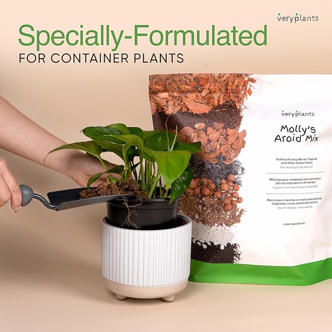 Molly's Aroid Mix - Premium Soilless Chunky Potting Mix for Tropical and Indoor Plants - Contains Orchiata Bark, Coco Chips, Worm Castings, Horticultural Charcoal, Mycorrhizae 10 Dry Quarts