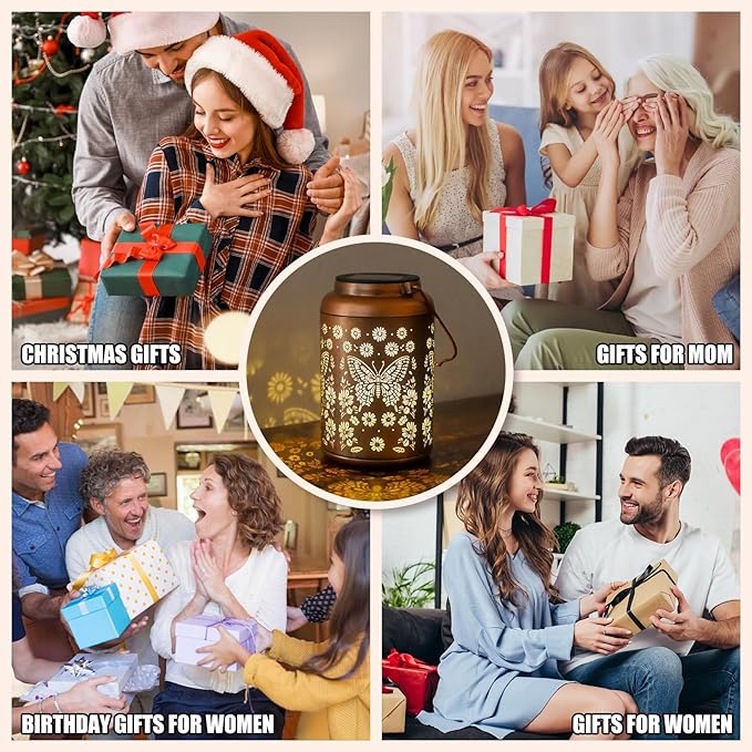 Butterfly Solar Lanterns Outdoor Waterproof - Hanging Butterflies Solar Lights Garden Decor for Outside, Birthday Gifts for Women, Mom, Mothers Day Gifts, Outdoor Decor for Patio, Yard