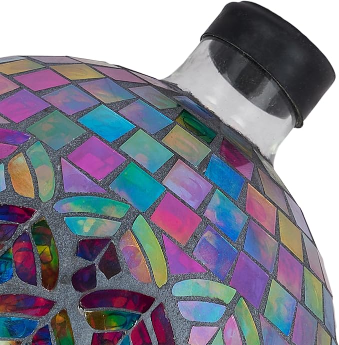 Alpine Corporation GBT118 Mosaic Peacock Gazing Ball, Stylish Décor for Garden, Patio, & Lawn, 12" H, Multicolor