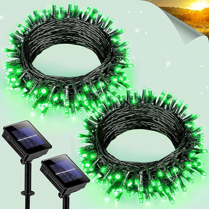 2 Pack Solar String Lights for Outside, Each 40Ft 120 LED Solar Lights Outdoor, 8 Modes Waterproof Solar Powered Twinkle Light for Backyard Patio Tree Party Garden Wedding Decoration, Green