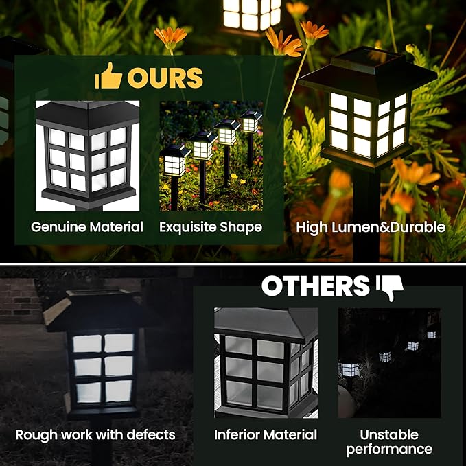 GIGALUMI Solar Outdoor Lights，16 Pack LED Solar Lights Outdoor Waterproof, Solar Walkway Lights Maintain 10 Hours of Lighting for Your Garden, Landscape, Path, Yard, Patio, Driveway