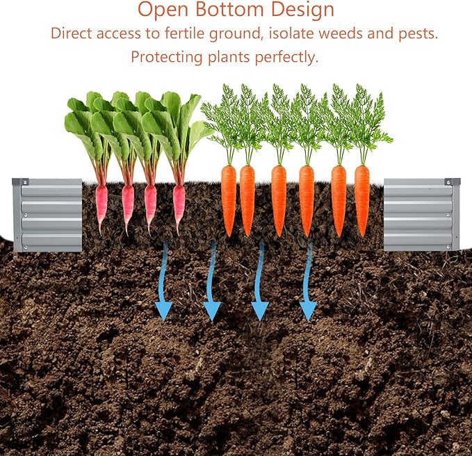 8x4x1ft(2 Pack) Galvanized Raised Garden Bed,Outdoor Planter Box Metal Patio Kit Planting Bed for Vegetables Flowers and Succulents,Silver