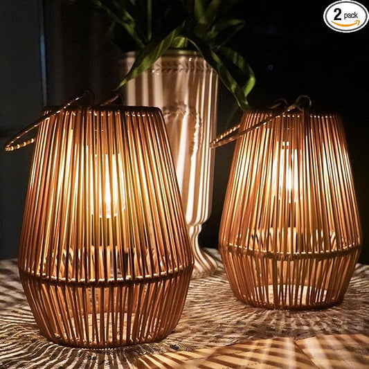 Solar Lanterns, KagoLing Solar Lights Outdoor Waterproof Solar Lights for Outside Hanging Solar Lantern Solar Table Lamp Lights Decoration for Garden,Yard,Patio,Porch,Trees,Lawn,Pathway, 2 Pack