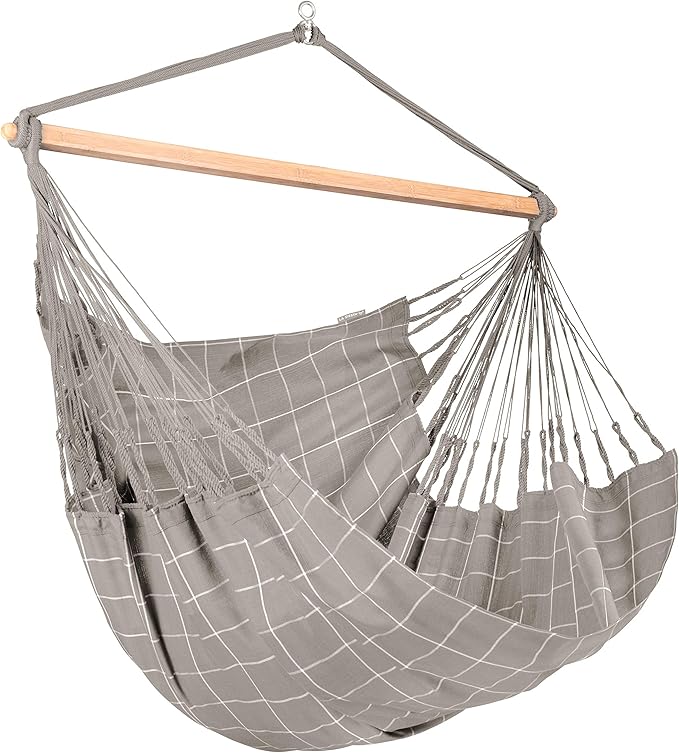 LA SIESTA® - XL King Domingo Hammock Swing Chair & TreeMount - Weather & Tear Resistant Hanging Chair for Bedroom Patio - Outdoor Indoor Hammock Chair w/Suspension Kit for Trees Beams & Posts -Almond