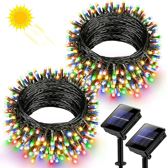 2 Pack Solar for Outside, Each 79Ft 240 LED Solar Lights Outdoor, 8 Modes Waterproof Solar Powered Twinkle Lights for Backyard Patio Tree Party Garden Decoration, Multicolor