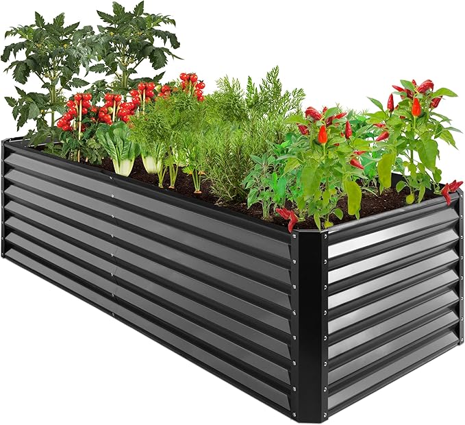 Best Choice Products 8x4x2ft Outdoor Metal Raised Garden Bed, Deep Root Planter Box for Vegetables, Flowers, Herbs, and Succulents w/ 478 Gallon Capacity - Gray