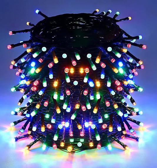 Outdoor String Lights, 1000 LED 328Ft Christmas Light with Remote, 8 Lighting Modes, Powered Plug for Wedding Party Garden Tree Yard Indoor Decorations