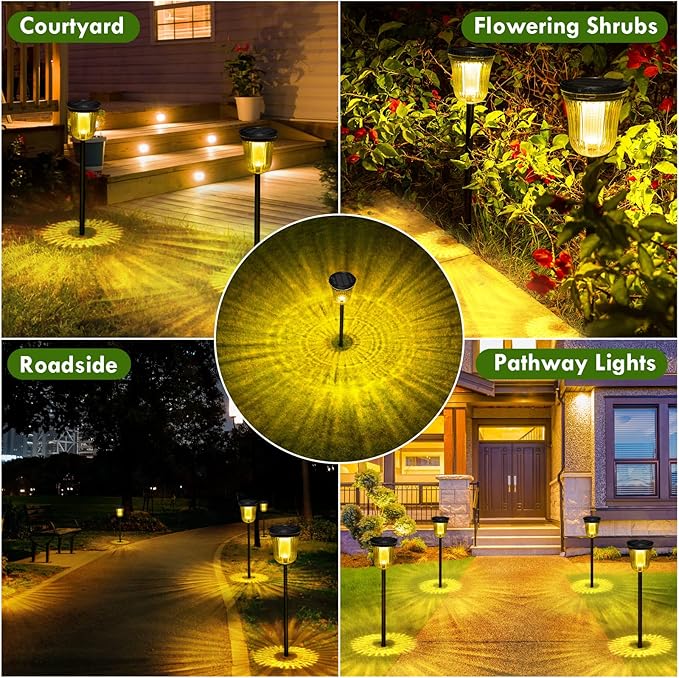 Solar Pathway Lights Outdoor, 4 Pack Solar Lights Outdoor Waterproof, 200 Lumens Super Bright Solar Garden Lights,Up to 14 Hrs Auto On/Off Outside Lights for Yard Lawn Walkway Driveway Path