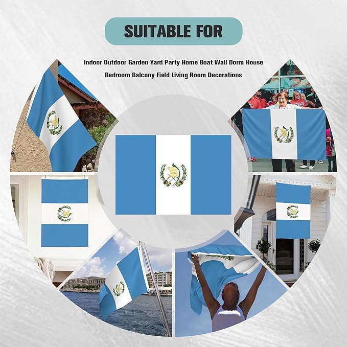 Guatemala Guatemalan Flag Garden Yard House 2x3 ft Flags Double Sided Print Banner Indoor Outdoor Party Home Decorations for Boat Dorm House Balcony