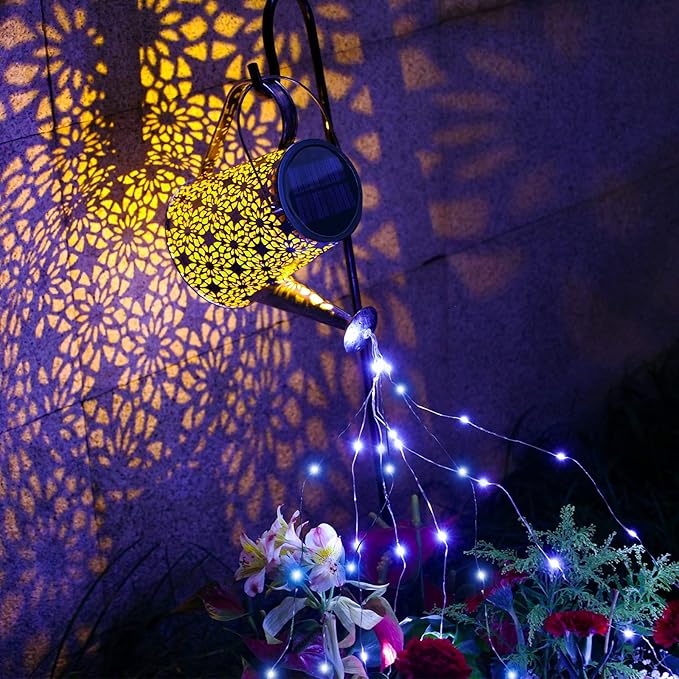 VOOKRY Solar Watering Can Lights, Large Hanging Solar Lights Outdoor Decorative Garden Decor Waterproof for Outside Patio Yard Porch Lawn Landscape Birthday Gifts for Women Mom Grandma(Blue)