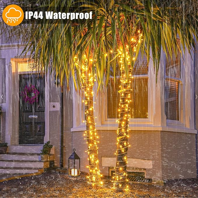 Christmas String Lights Indoor Outdoor Waterproof, Warm White String Lights Clear Wire 8 Modes, 165FT 500 LED Fairy Twinkle Lights Plug in for Bedroom Xmas Tree Holiday Party House Decorations