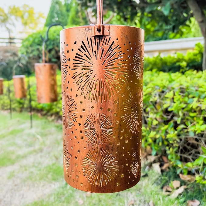 Mothers Day Gifts, 4 Pack Fireworks Solar Gardening Gifts Lanterns, Garden Decor for Outside, Solar Decorative Lights Waterproof, Outdoor Gifts for Women Mom Grandma, Yard Gifts for Patio, Pathway