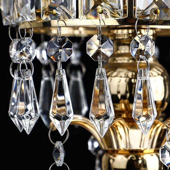 HDCRYSTALGIFTS Clear Chandelier Icicle Crystal Prisms Octogan Glass Bead for Lamp Decoration,Pack of 50 (38mm&Silver Circle Clips)