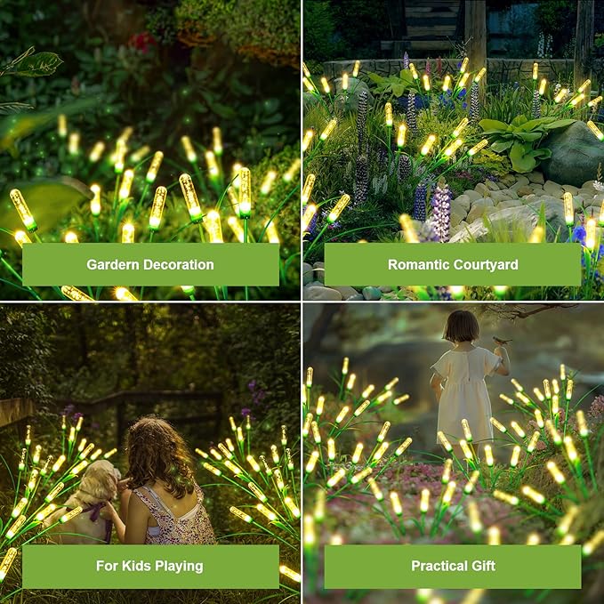 Solar Outdoor Garden Lights,Upgraded LED Solar Reed Swaying Lights for Garden Patio Yard Pathway Walkway Wedding Party Christmas Landscape Lighting (4 Packs)