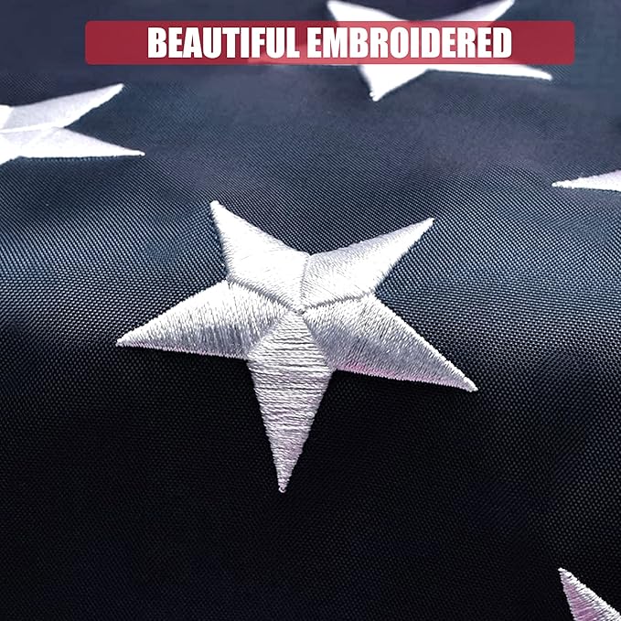American Flag 15x25 Ft, Outdoor Premium US Flags, Heavy Duty Durable, 420D Oxford Nylon, Embroidered Stars, Brass Grommets