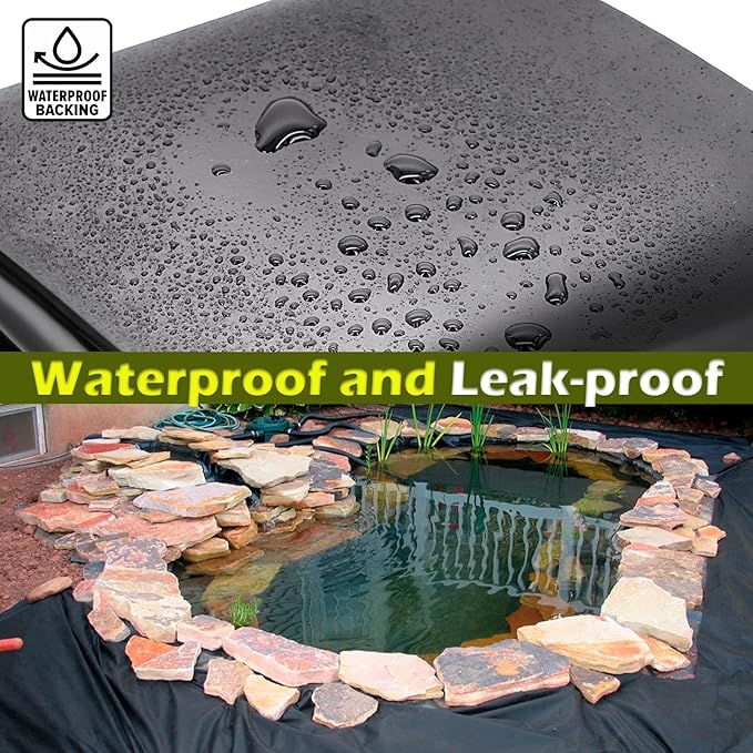7 x 10 FT Pond Liner, HDPE Pond Liners for Outdoor Ponds 20 Mil Easy Cutting Puncture Resistant Impermeable Pond Liners Skins for Koi Fish, Water Garden Waterfall Fountain Aquaculture Pond