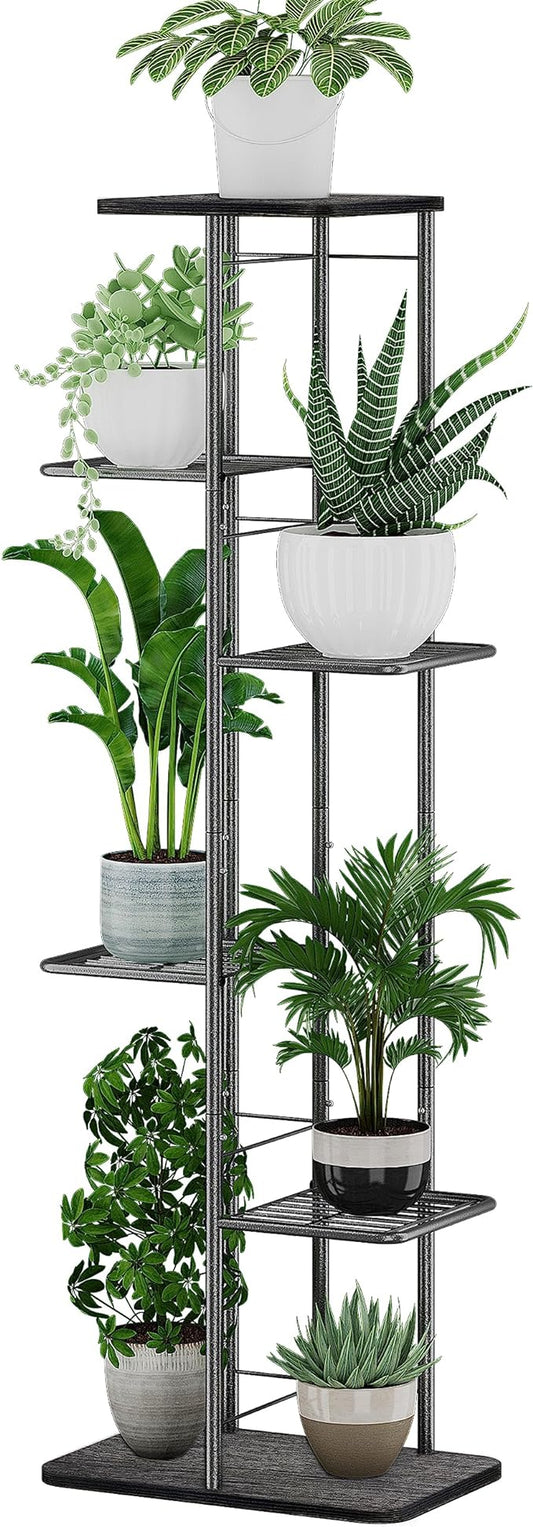 Simple Trending Plant Stand Shelf Indoor Outdoor Waterproof, 6 Tier 7 Potted Heavy Duty Metal Tall Flower Holder for Multiple Corner Display
