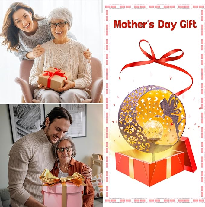 Tryme Solar Fairy Garden Lights - Moon Star Glass Globe Pathway Stake, Waterproof Outdoor Decorative Lights for Patio, Yard, Lawn