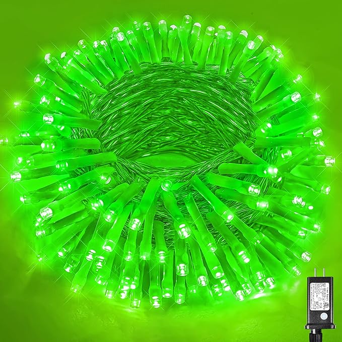 200 LED Green String Lights, 66ft Green Lights Outdoor for St Patricks Day Decorations Clear Wire 8 Modes Waterproof Plug in Twinkle Fairy Light for Indoor Christmas Tree Room Party Decor