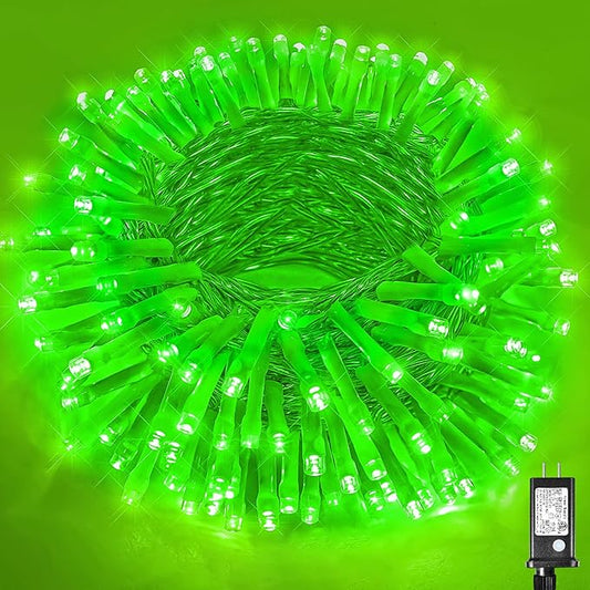 200 LED Green String Lights, 66ft Green Lights Outdoor for St Patricks Day Decorations Clear Wire 8 Modes Waterproof Plug in Twinkle Fairy Light for Indoor Christmas Tree Room Party Decor