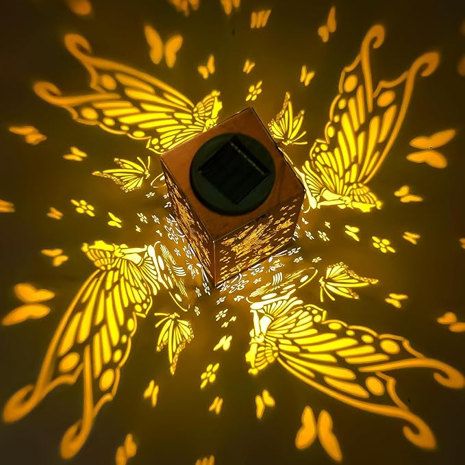 Solar Lanterns Outdoor Waterproof Lights Hanging Butterfly Metal Fairy LED Lantern Decorative Garden Decor for Yard,Porch,Patio,Fence,Lawn,Christmas Gifts for Women Grandma Mom