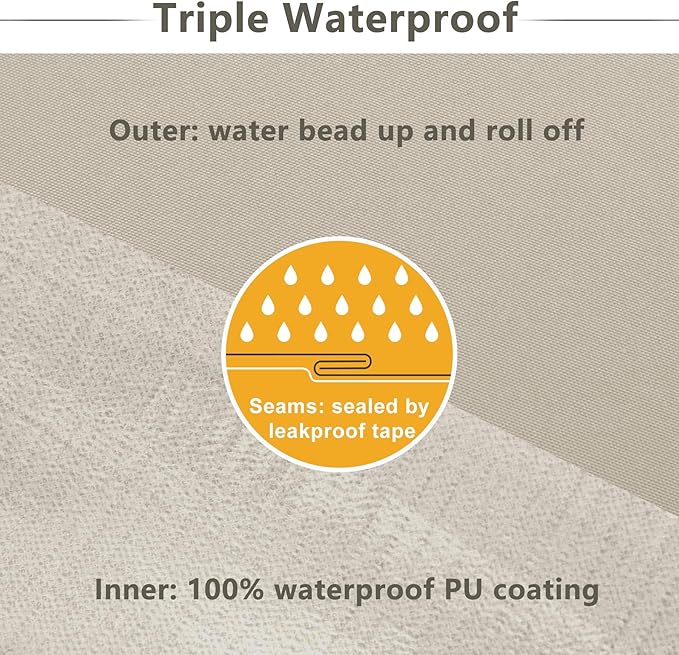 Favoyard Patio Chair Cushions 19 x 19 x 3 Inch Waterproof Outdoor Seat Cushions for Patio Furniture 3-Year Color Fastness Garden Sofa Couch Chair Pads with Handle & Adjustable Straps Set of 2, Beige