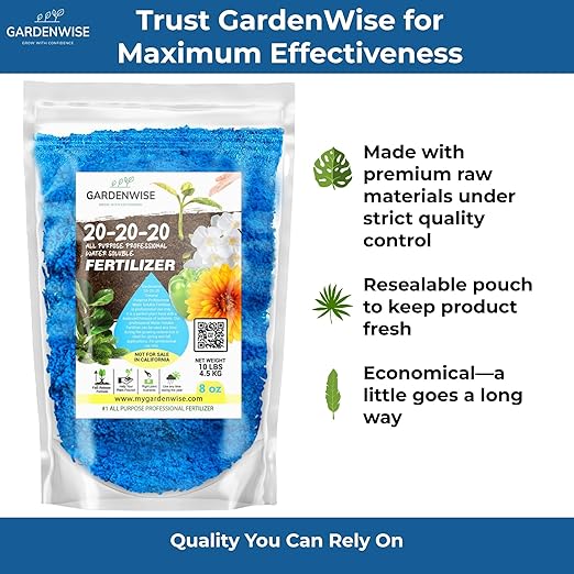 20-20-20 Water-Soluble Fertilizer – Powder for Liquid Plant Food for Indoor & Outdoor Plants, Orchids, Vegetables, Lawns, Flowers – 20 20 20 Fertilizer 2 Quarts (4 lbs)