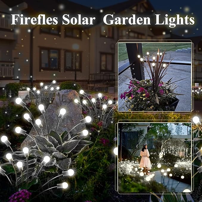 6-Pack Solar Garden Lights, 48 LED Solar Lights Outdoor for Garden Decor, Waterproof Firefly Light Outdoor (Sway by Wind), Swaying Light for Outside Yard Pathway Landscape Decorations (Cool White)