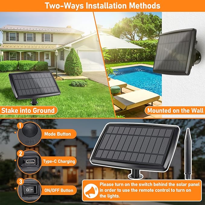 150FT Solar String Lights for Outside, Solar Powered Patio Lights with 52 Shatterproof ST38 Edison Bulbs & Remote Control,Dimmable LED Solar String Lights for Outside Waterproof