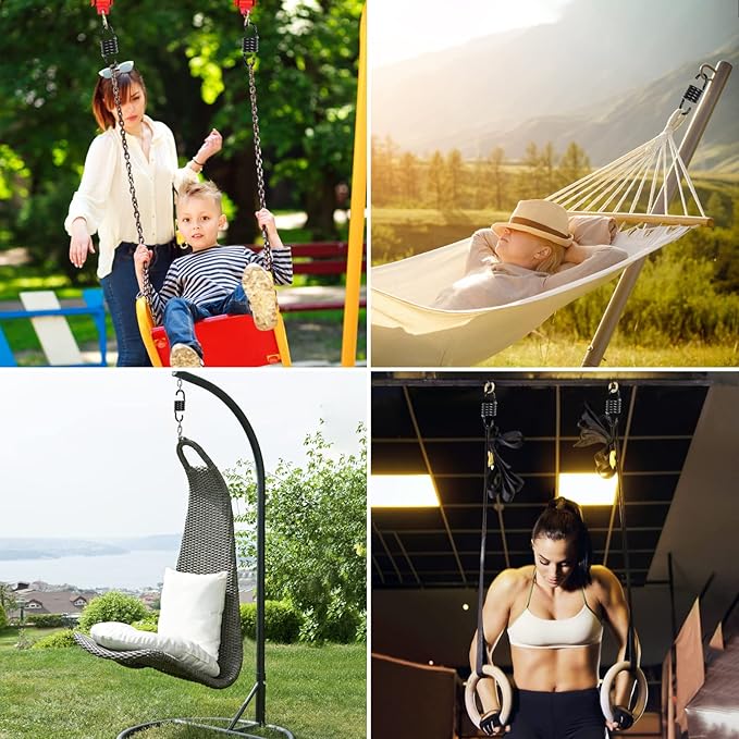 Hammock Spring Swing Hammoch Springs for Hanging Porch Chair 550lbs Weight Capacity,Black