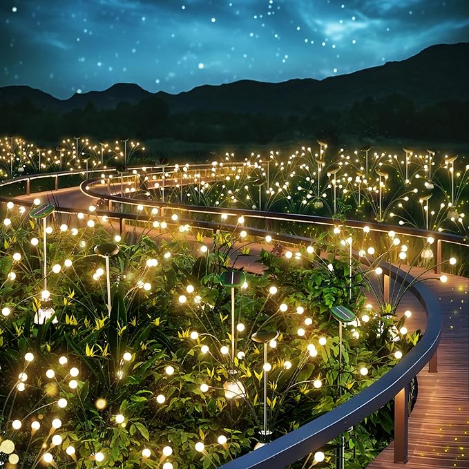 AOSEA Solar Lights Outdoor, Waterproof Fairy Lights Sway by Wind, Firefly Lights for Patio Pathway Outdoor Garden Decor, 4 Pack, Warm White, AOYHG-004