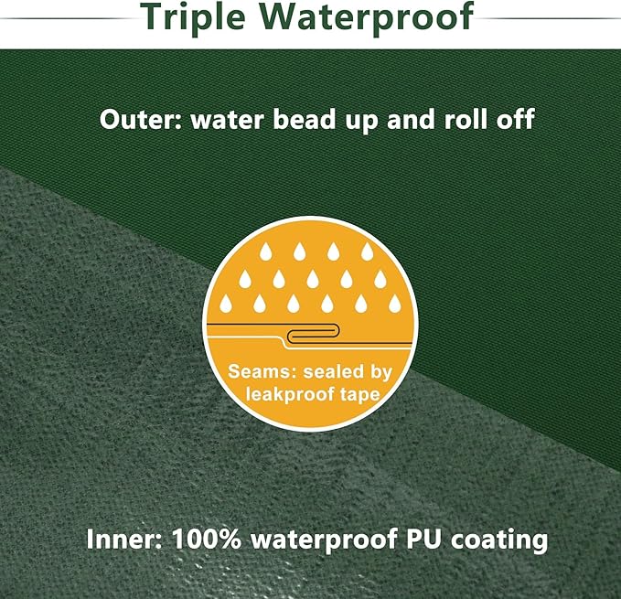 Favoyard Patio Chair Cushions 20 x 20 x 3 Inch Waterproof Outdoor Seat Cushions for Patio Furniture 3-Year Color Fastness Garden Sofa Couch Chair Pads with Handle & Adjustable Straps Set of 2, Green