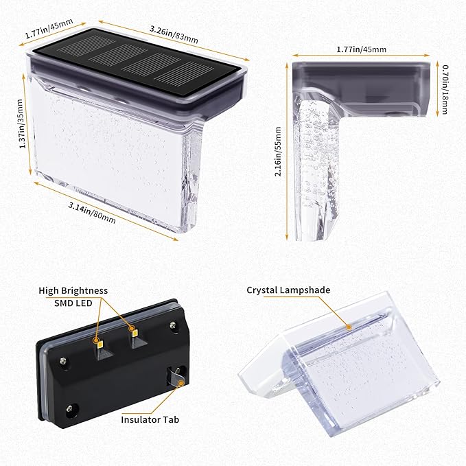 Solar Deck Lights Outdoor 10Pack LED Step Fence Patio Wall Lights Garden Pathway Decoration Lighting (Warm White)