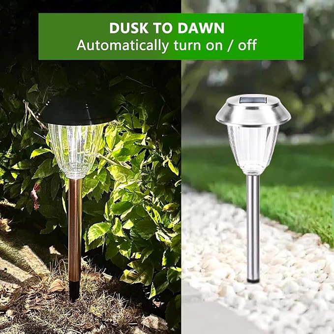Solar Pathway Lights - 12 Pack Landscape Lawn Solar Lights Outdoor Waterproof，Super Bright LED Warm White & IP65 Garden Lights Stakes for Path, Yard Decoration, Driveway, Walkway