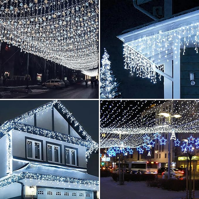 Solar String Lights Outdoor, 2 Pack 240 Led Solar Fairy Lights for Outside Waterproof 170ft Cool White Solar Lights 8 Lighting Mode Solar String Lights for Outside,Garden,Courtyards,Trees