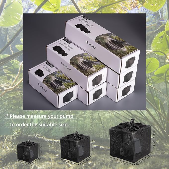 Fineday Pond Filter, Anti-Clogging Cube Outdoor Mesh Water Pump Barrier Bag Box Basket (10" x 2 Pack)