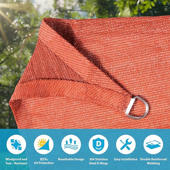 Amagenix Sun Shade Sail 8X24 Curved Edge Outdoor Shade Canopy Rust Red Breathable 95% UV Block Shade Cloth for Patio Garden Backyard (We Make Custom Size)